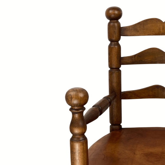 Image 1 of French peasant chair with leather seat