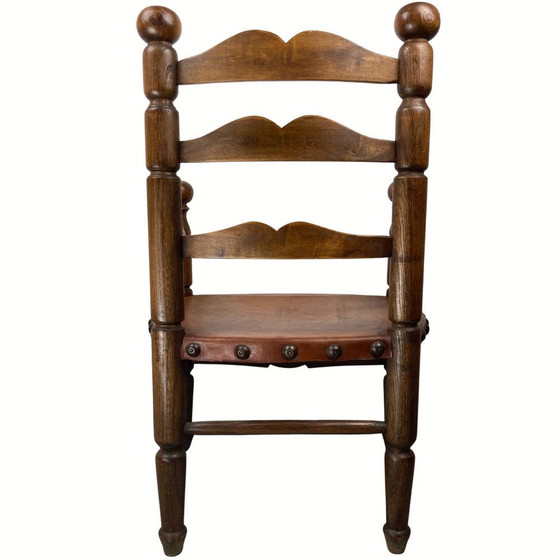 Image 1 of French peasant chair with leather seat