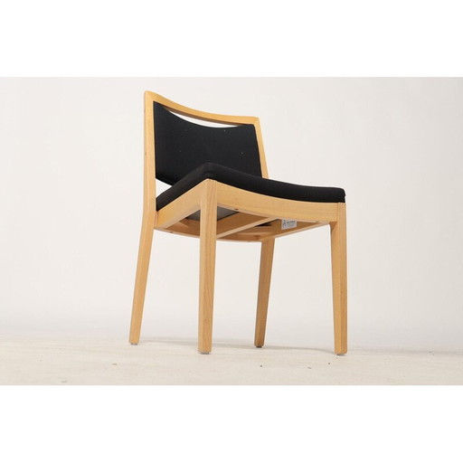 Set of 6 vintage beechwood and grey fabric chairs by Schou Andersen