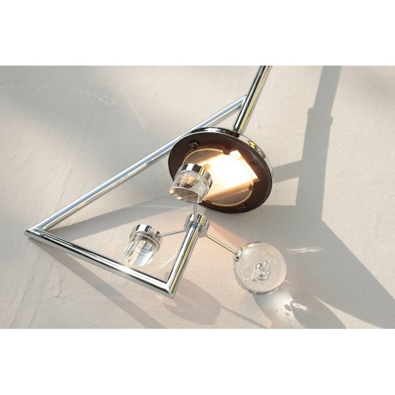 Image 1 of Lampadario cromato vintage e lente d'ingrandimento, 1980