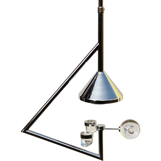 Image 1 of Lampadario cromato vintage e lente d'ingrandimento, 1980