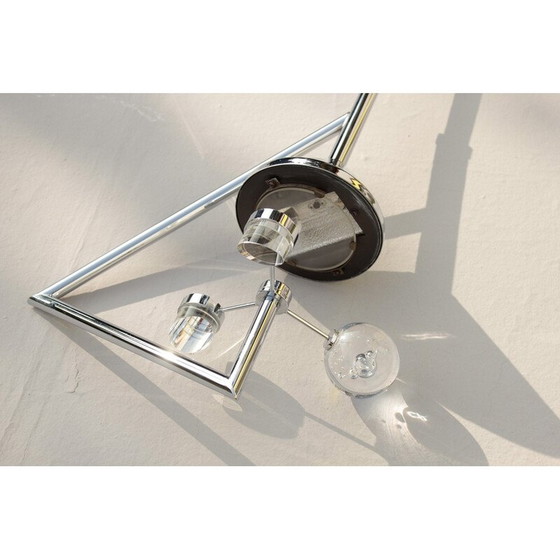 Image 1 of Lampadario cromato vintage e lente d'ingrandimento, 1980