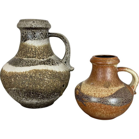 Image 1 of Pair of vintage ceramic vases "Fat lava" by Scheurich, Germany 1970s