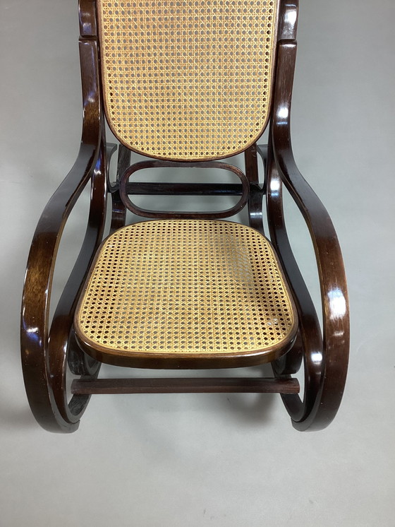 Image 1 of Vintage Thonet-Style Rocking Chair With Webbing Back And Seat