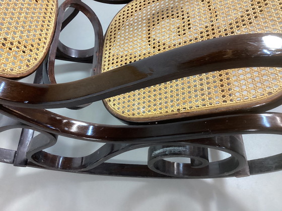 Image 1 of Vintage Thonet-Style Rocking Chair With Webbing Back And Seat