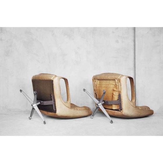 Image 1 of Pair of vintage swivel leather armchairs by Carl Straub, 1950s