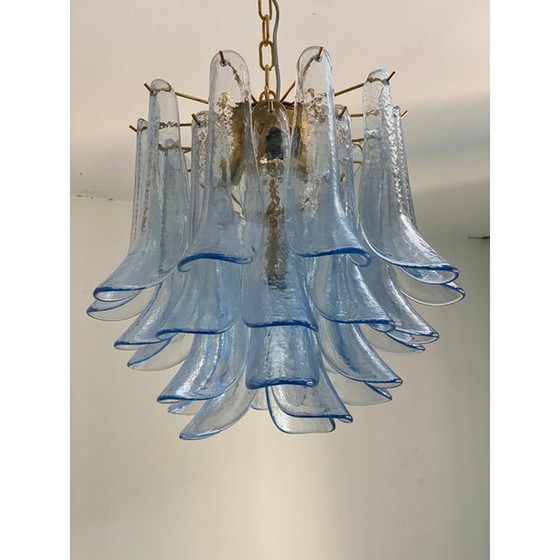 Image 1 of Contemporary Blue “Selle” Murano Glass Chandelier