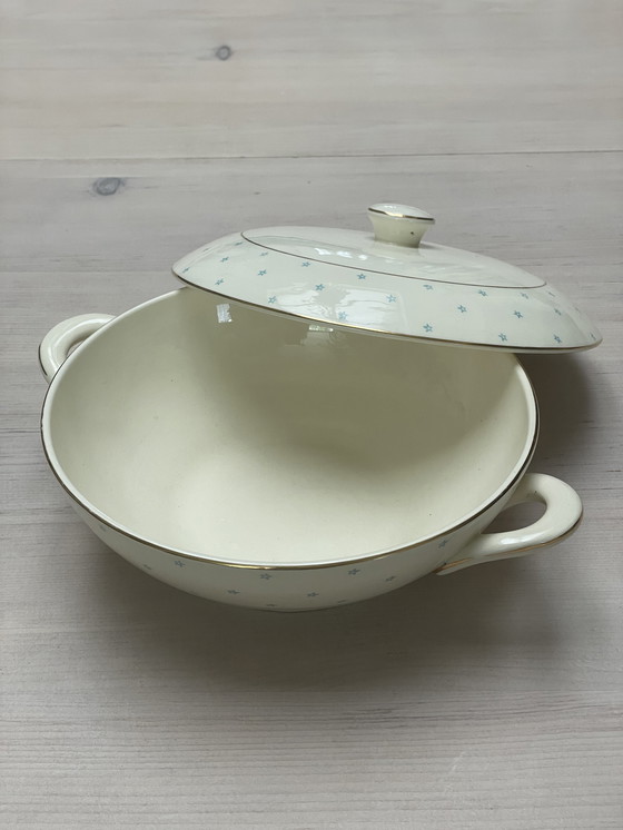 Image 1 of Vintage gold plated tureen dish with gold trim and stars