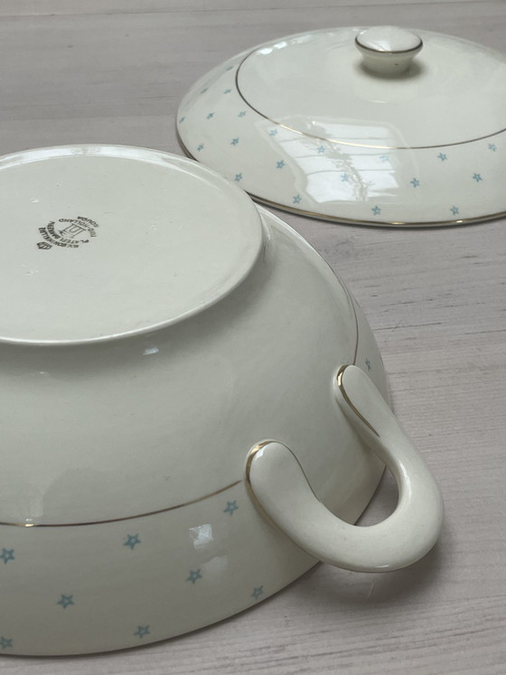 Soupière vintage en métal doré avec passepoil et étoiles dorés – Gouds Plateel, Accessoires de table, Ceramic (photo 8 of 12)