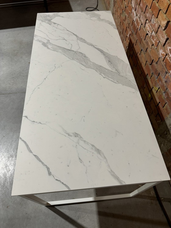 Image 1 of Table de salle à manger en céramique - céramique Calacatta - base blanche