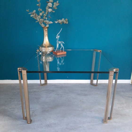 Image 1 of Peter Ghyczy glass and brass coffee table