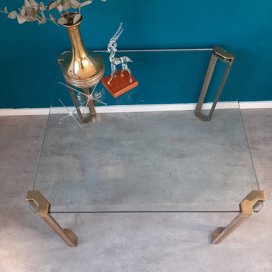 Image 1 of Peter Ghyczy glass and brass coffee table