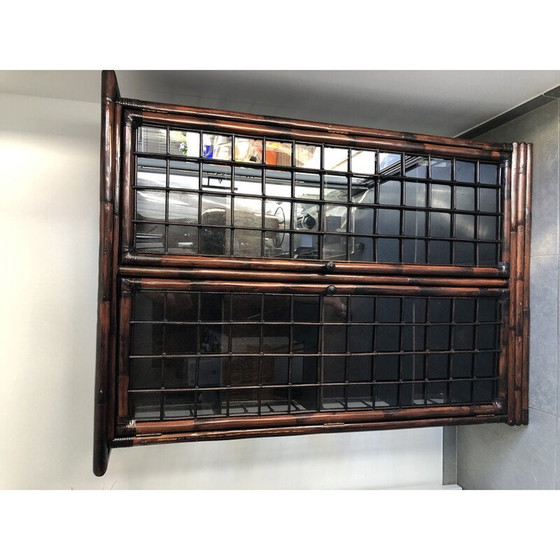 Image 1 of Vintage bamboo and glass display cabinet