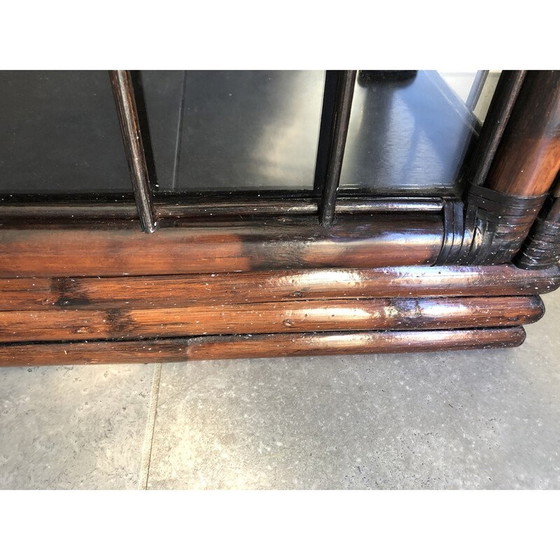 Image 1 of Vintage bamboo and glass display cabinet