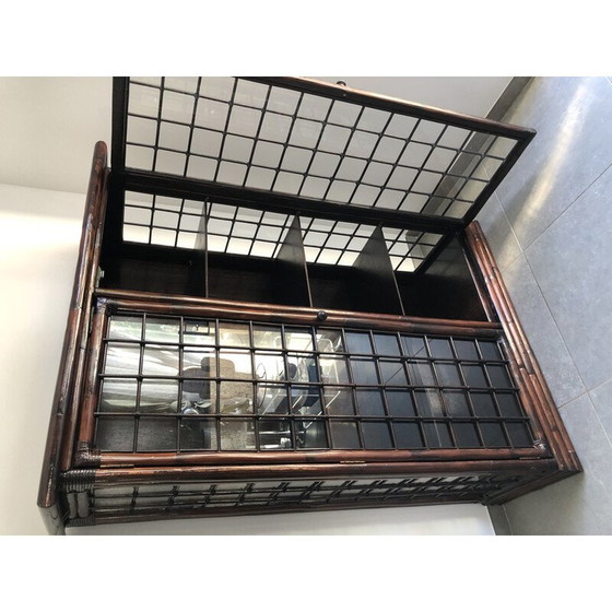 Image 1 of Vintage bamboo and glass display cabinet