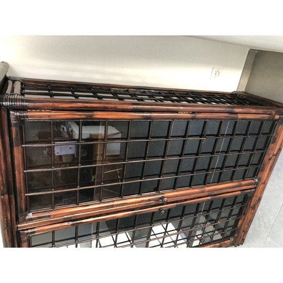 Image 1 of Vintage bamboo and glass display cabinet