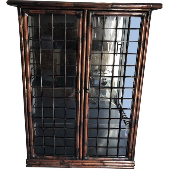 Image 1 of Vintage bamboo and glass display cabinet