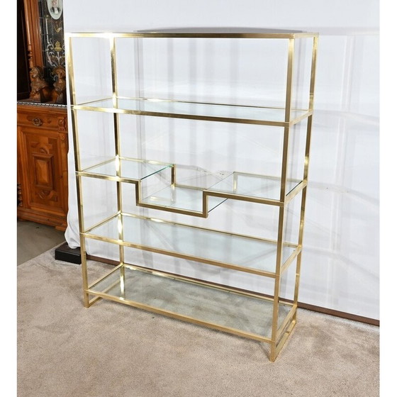 Image 1 of Vintage 5-tier shelf in gilded brass, 1970