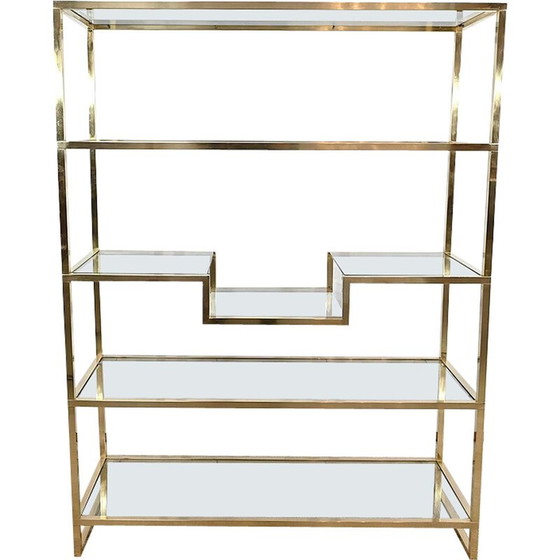 Image 1 of Vintage 5-tier shelf in gilded brass, 1970
