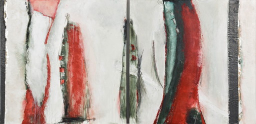 Jacqueline Bozon , Making choices (2 panel), Technique mixte, original, 200 x 100 cm.