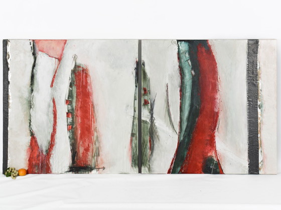 Image 1 of Jacqueline Bozon , Making choices (2 panel), Mixed media, original, 200 x 100 cm.