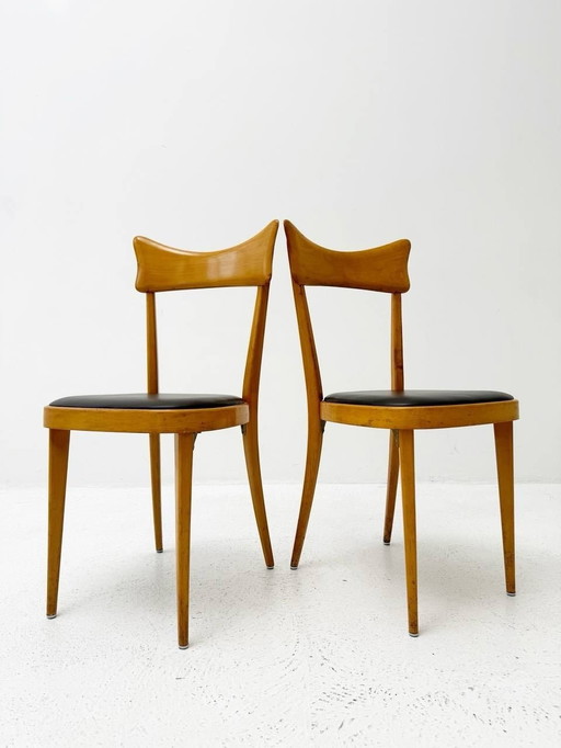 Set of 2 Mid - Century dining chairs in the style of Ico Parisi