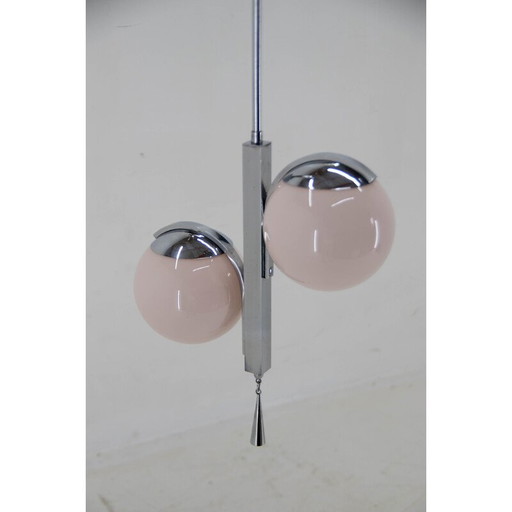 Vintage Art Deco pendant lamp in pink glass, 1930