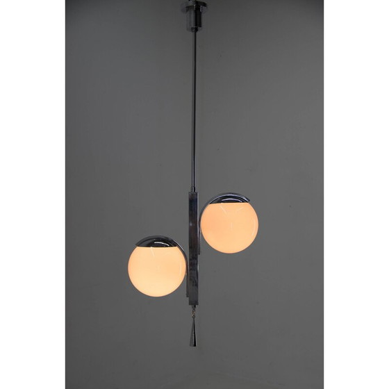 Image 1 of Vintage Art Deco pendant lamp in pink glass, 1930
