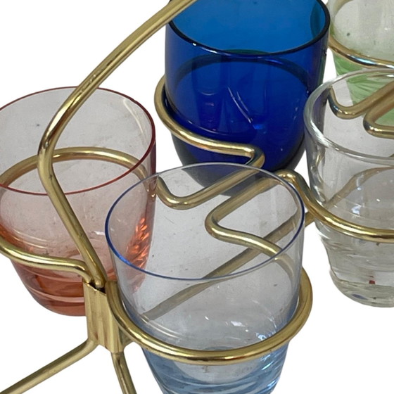 Ca. 1950's - Allemagne - Ensemble de verres à liqueur (schnapps) et support - Multicolore – Objets déco, Glass (photo 4 of 9)