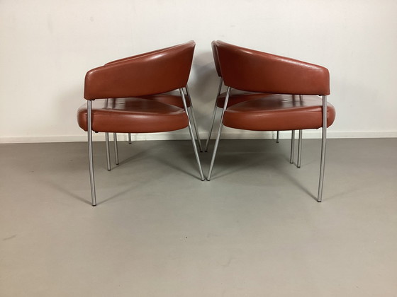 Image 1 of 4 Leather Tripod Modern Design Chairs cognac leather