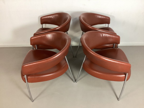 Image 1 of 4 Leather Tripod Modern Design Chairs cognac leather