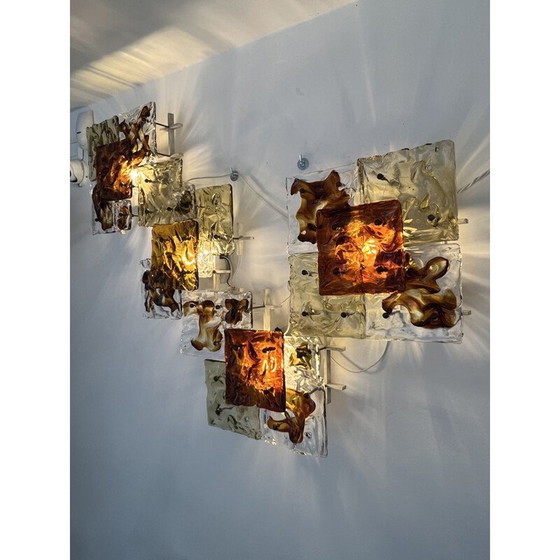 Image 1 of Set of 4 vintage metal wall lamps by Toni Zuccheri for Venini, Italy 1970