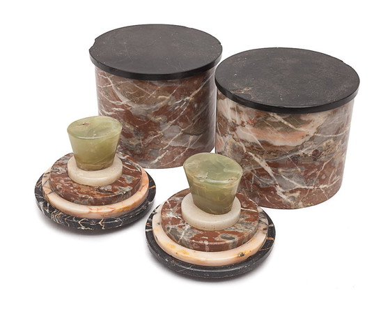 Image 1 of Pair Of Vintage Marble Candy Boxes
