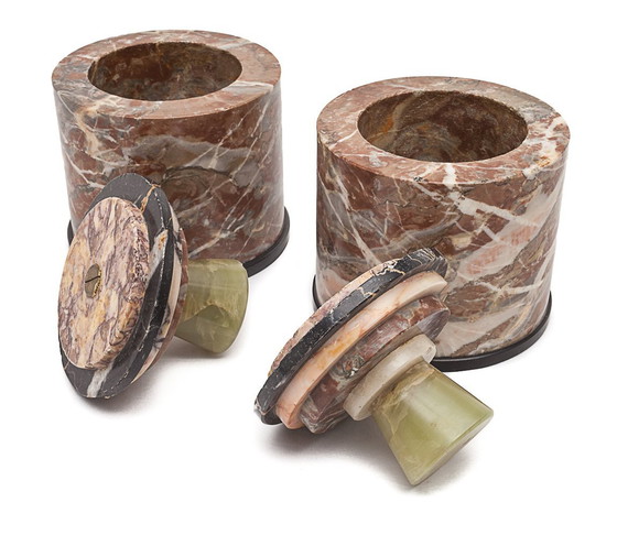 Image 1 of Pair Of Vintage Marble Candy Boxes