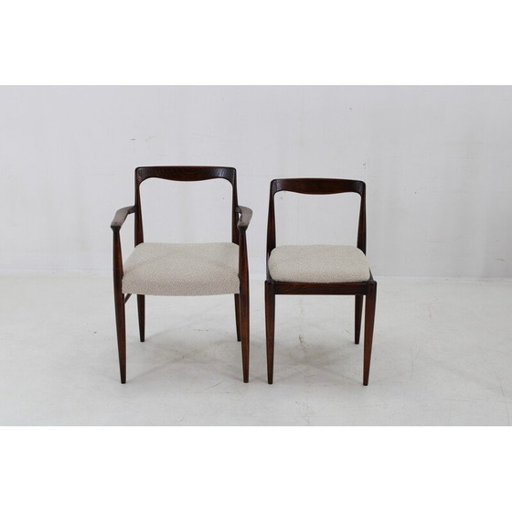 Image 1 of Set of 6 vintage dining chairs in boucle by Drevotvar Jablone, Czechoslovakia 1970s