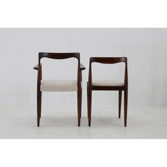Image 1 of Set of 6 vintage dining chairs in boucle by Drevotvar Jablone, Czechoslovakia 1970s