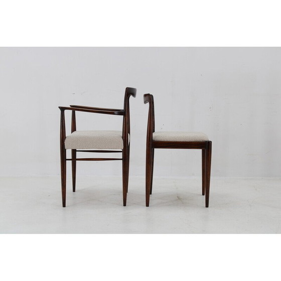 Image 1 of Set of 6 vintage dining chairs in boucle by Drevotvar Jablone, Czechoslovakia 1970s