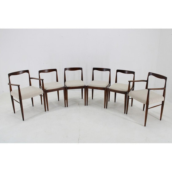 Image 1 of Set of 6 vintage dining chairs in boucle by Drevotvar Jablone, Czechoslovakia 1970s
