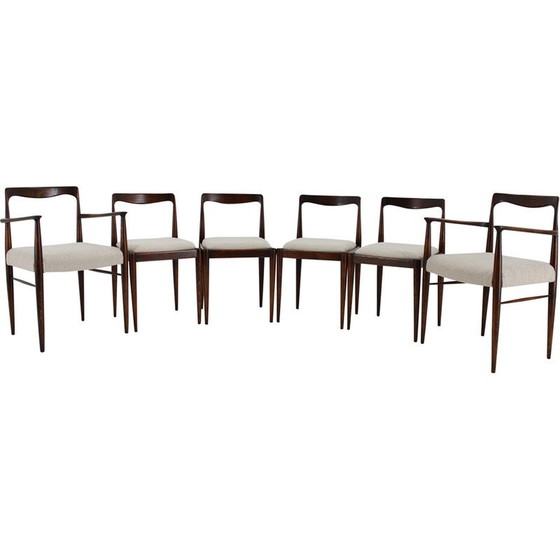 Image 1 of Set of 6 vintage dining chairs in boucle by Drevotvar Jablone, Czechoslovakia 1970s