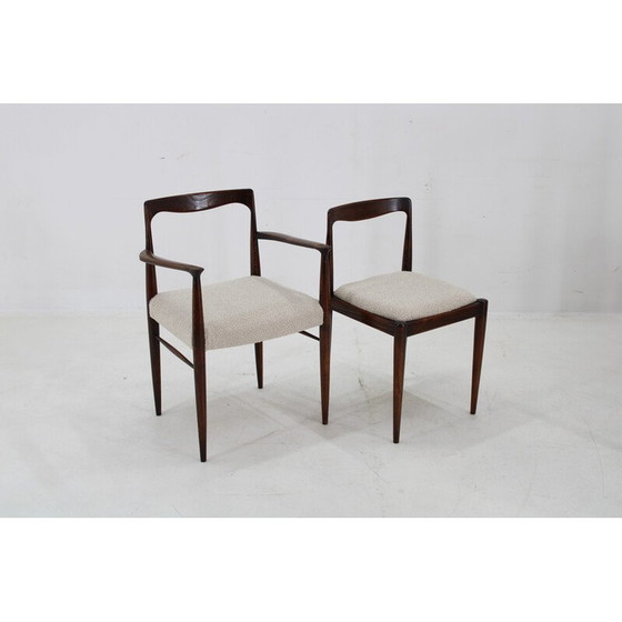 Image 1 of Set of 6 vintage dining chairs in boucle by Drevotvar Jablone, Czechoslovakia 1970s
