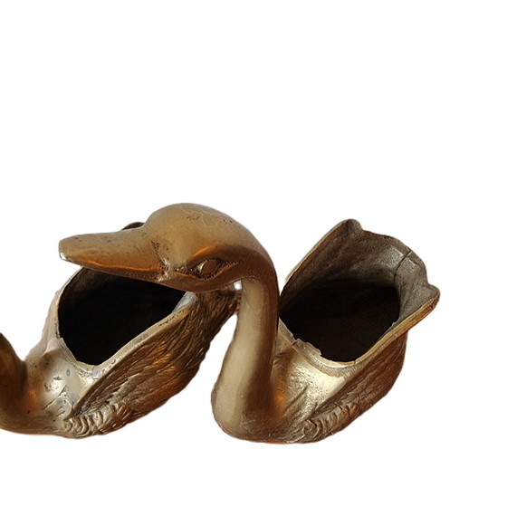 Image 1 of 2x Solid brass swan plant pots