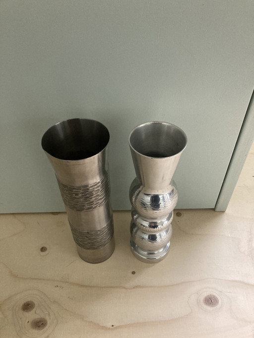 Set of Brutalist Vases Metal