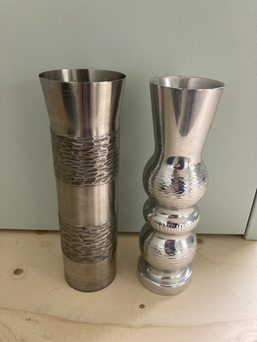 Set of Brutalist Vases Metal