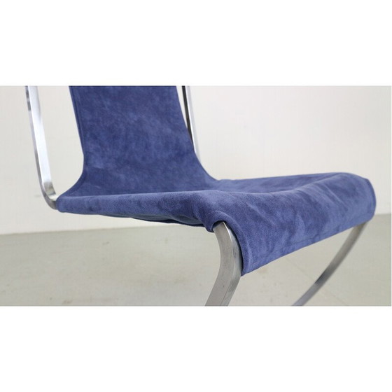 Image 1 of Set of 4 vintage dining chairs in velvet and steel by Pierre Cardin for Maison Jansen, France 1970