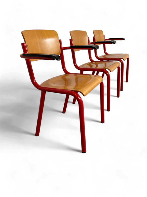 3x Schoolchair with arm