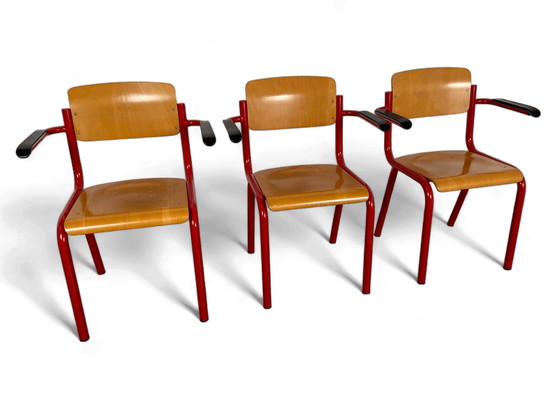 Image 1 of 3x Schoolchair with arm