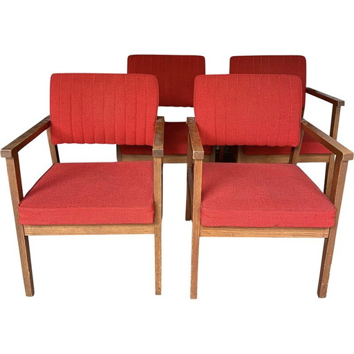 Vintage armchairs in rosewood and red jersey