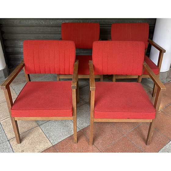 Image 1 of Poltrone vintage in palissandro e jersey rosso