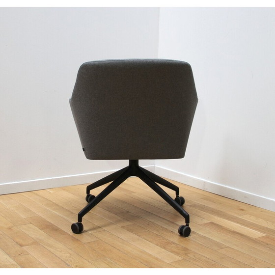 Image 1 of Vintage Sketch office armchairs in black stained metal and gray fabric for Arco