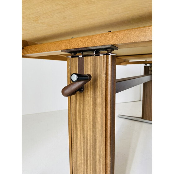 Image 1 of Vintage extendable wood veneer and chrome coffee table, Italy 1970s